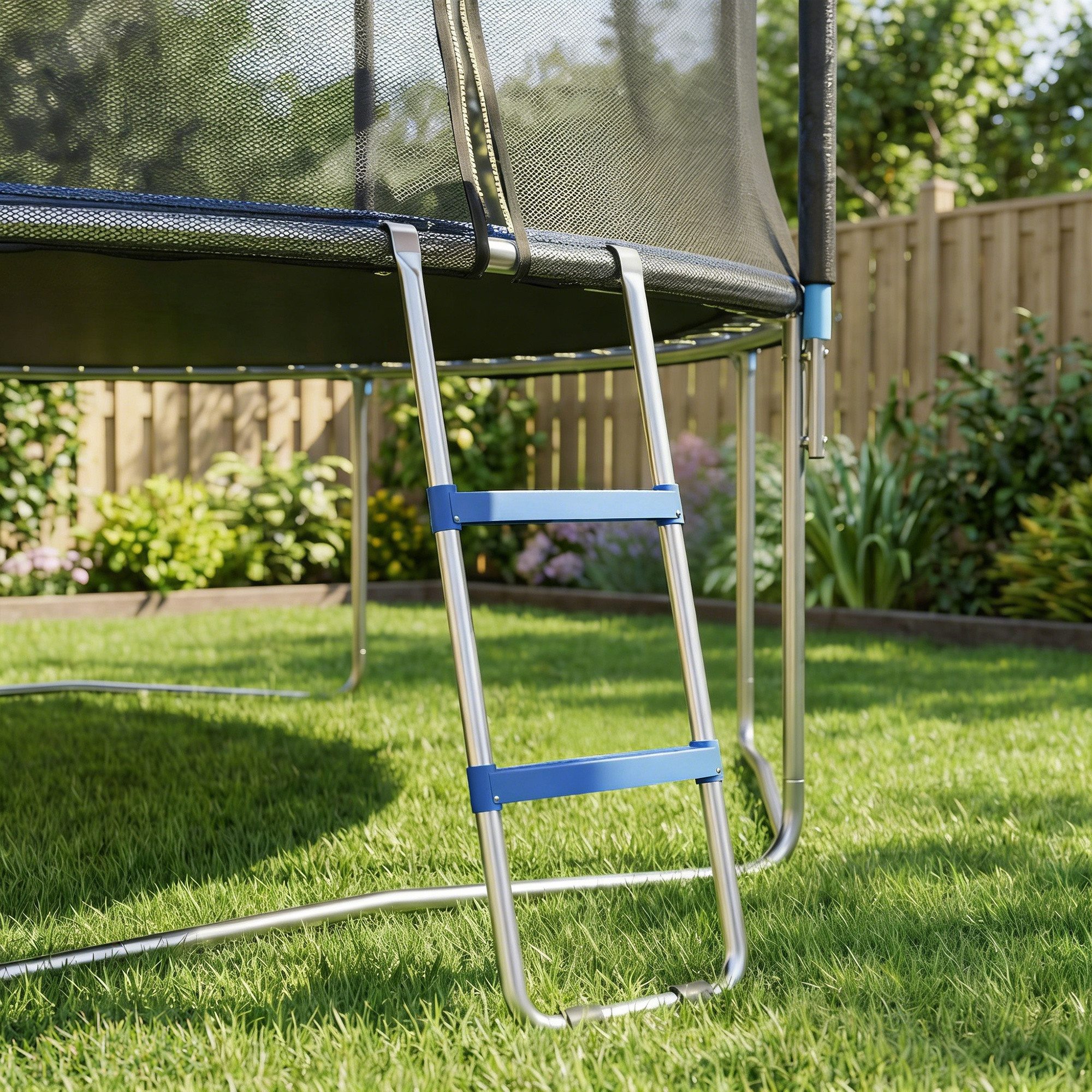 SPORTNOW Trampolinleiter 2 Stufen Einstiegsleiter bis 150 kg verzinktem Stahlrahmen (2 Stufen Einstiegsleiter, 1-St., Sicherheitsleiter), bis 150 kg Tragkraft Blau