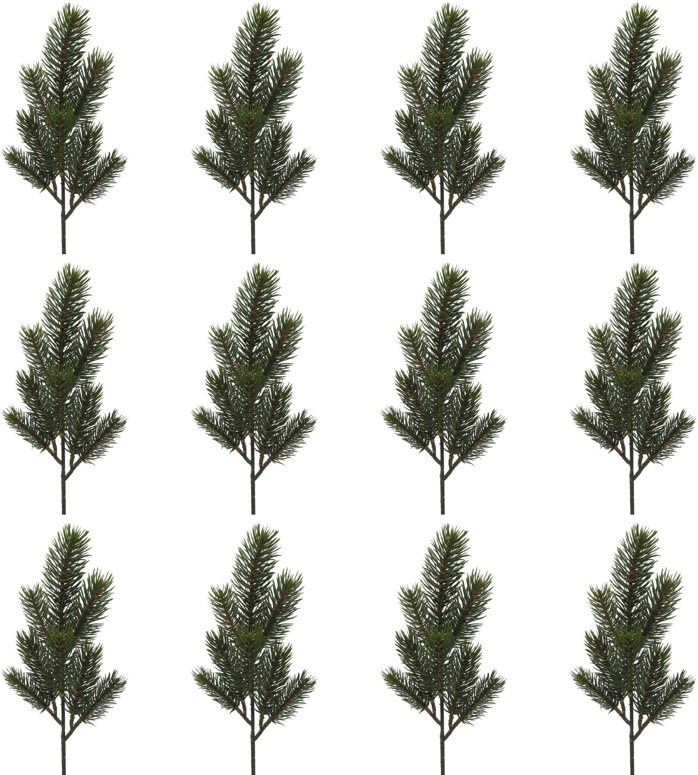 Winterliche Kunstpflanze Weihnachtsdeko Zweig, green, Set Stück Höhe cm, im 12 Tanne, Creativ 40
