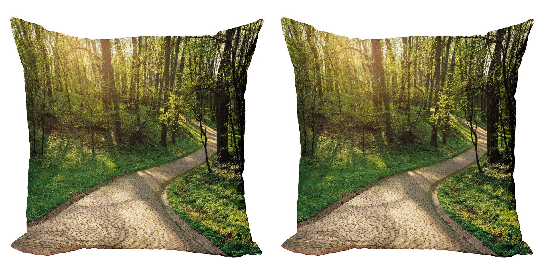 Kissenbezüge Modern Accent Doppelseitiger Digitaldruck, Abakuhaus (2 Stück), Draussen Fußweg Green Park