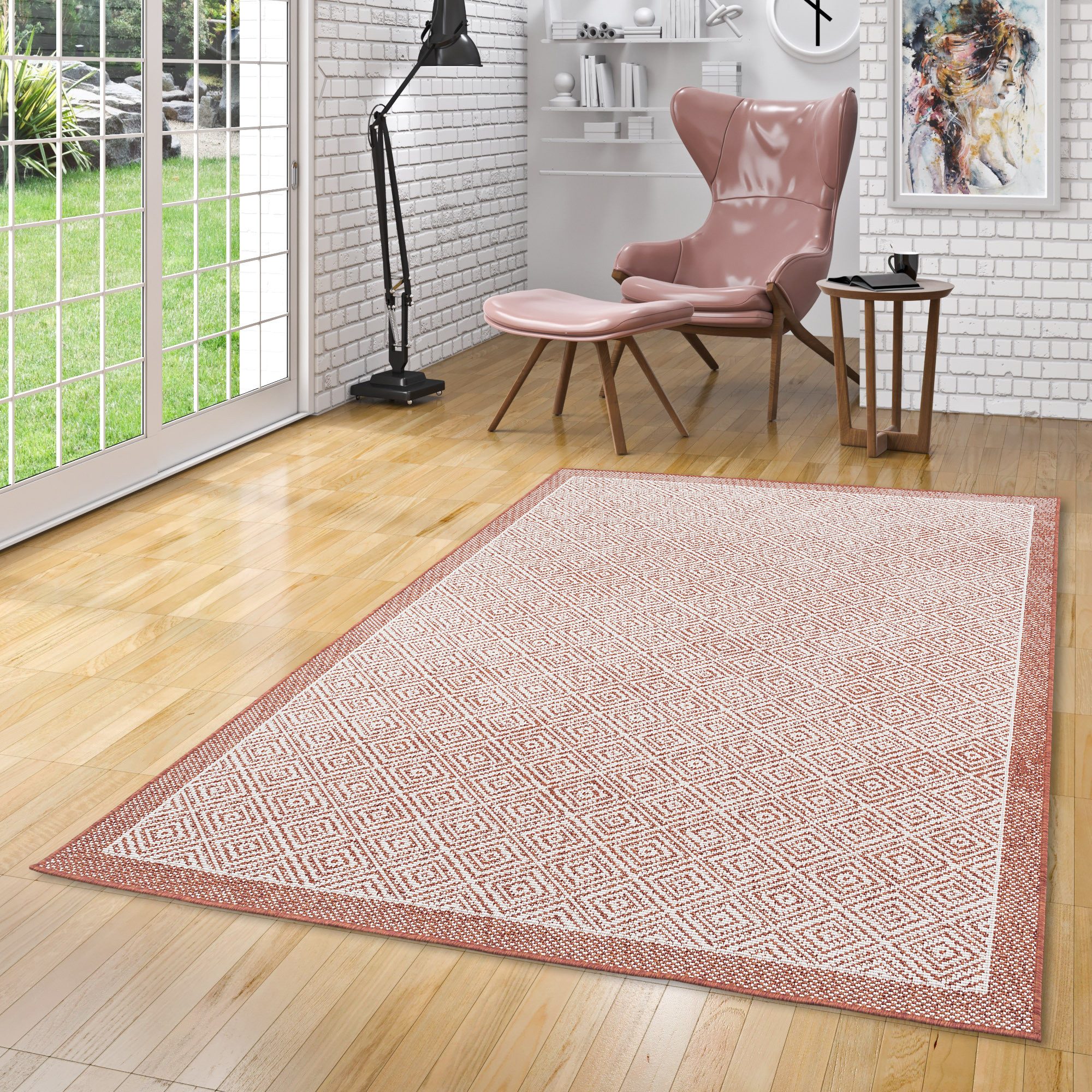 Pergamon Outdoorteppich In & Outdoor Teppich Hampton Meliert, Rechteckig, Höhe: 4 mm
