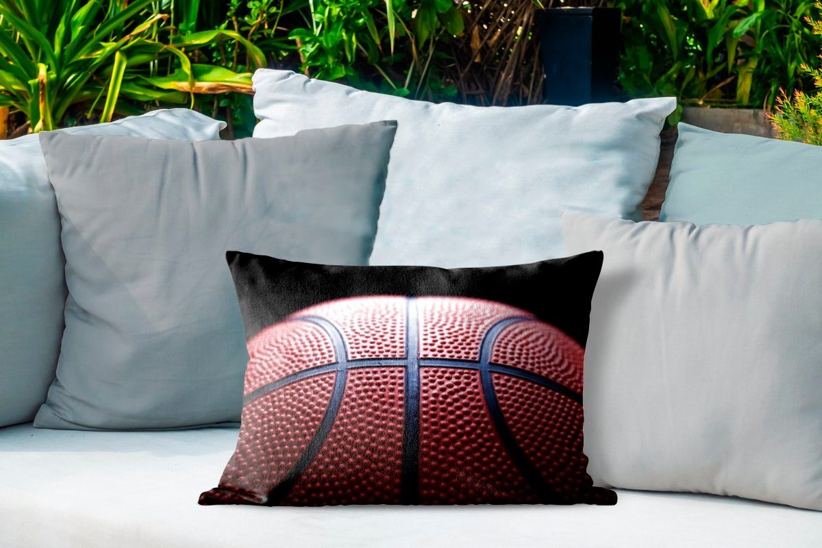 MuchoWow auf Polyester, Basketball Kissenhülle schwarzem Outdoor-Dekorationskissen, Hintergrund, Dekokissen Dekokissenbezug, Ein