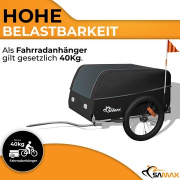 SAMAX Fahrradlastenanhänger Lastenanhänger Fahrradanhänger 120 Liter Schwarz / Grau - Grey Edition