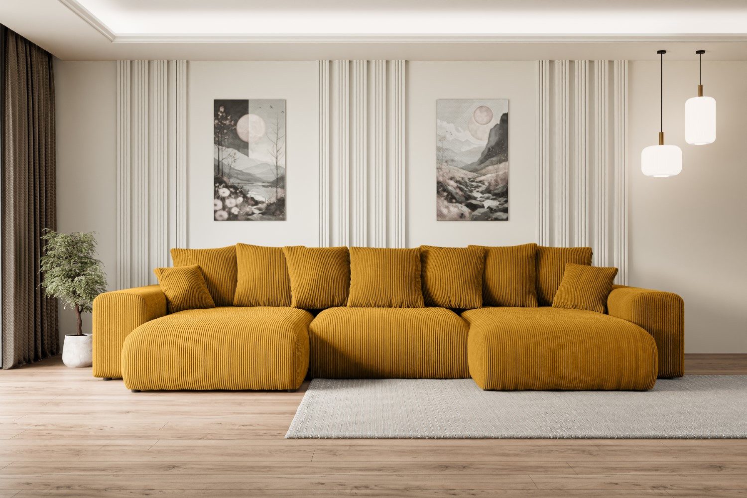 ALTDECOR Wohnlandschaft ESKAR-U, Couch mit Schlaffunktion, Wohnzimmer - Wohnlandschaft, Corner Sofa Bett Eckcouch Couch L-Form Schlafcouch Ausziehbar