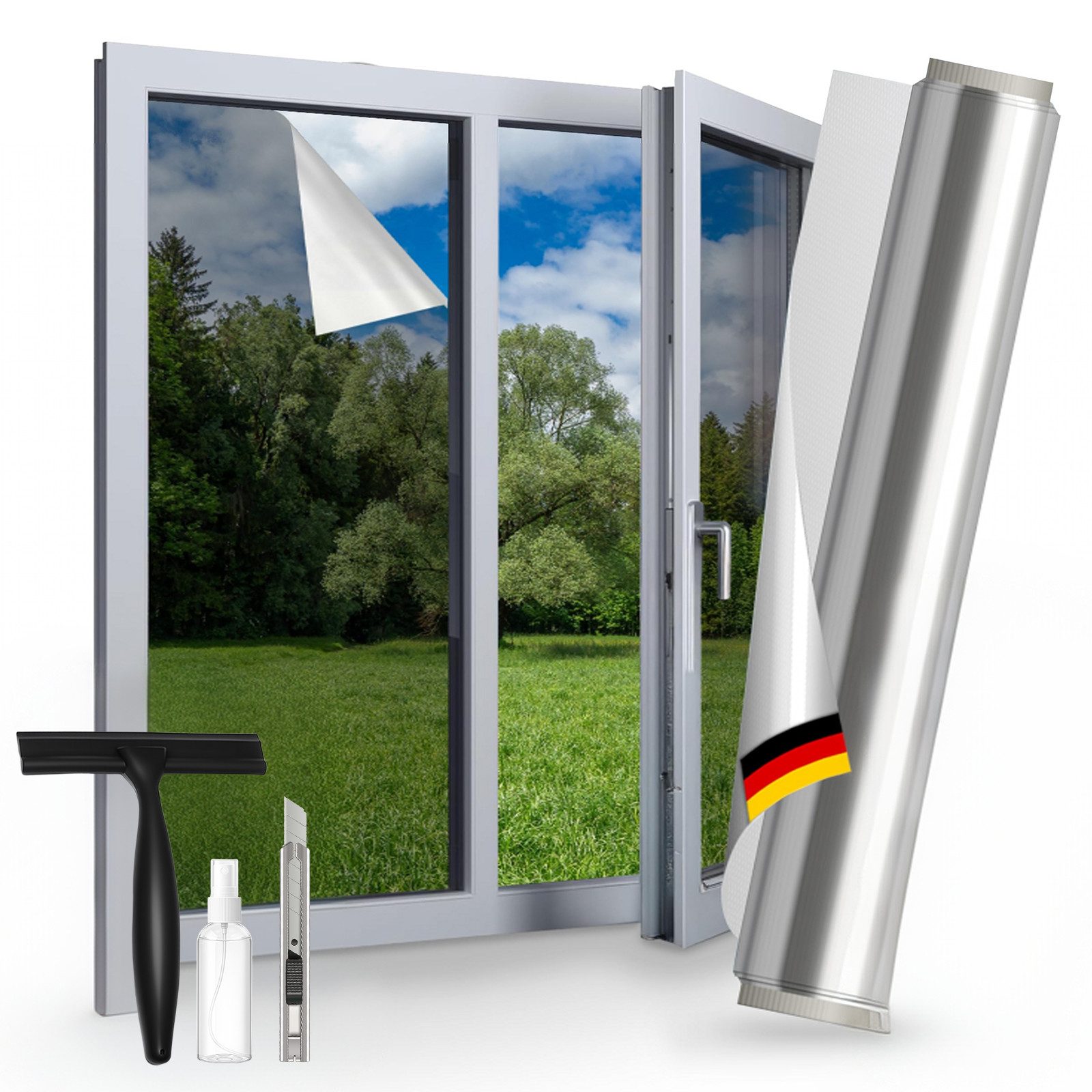 Bundviel Sonnenschutz-Fensterfolie UV-Schutz Blickdicht Sonnenschutzfolie Einseitige UV Folie Fenster