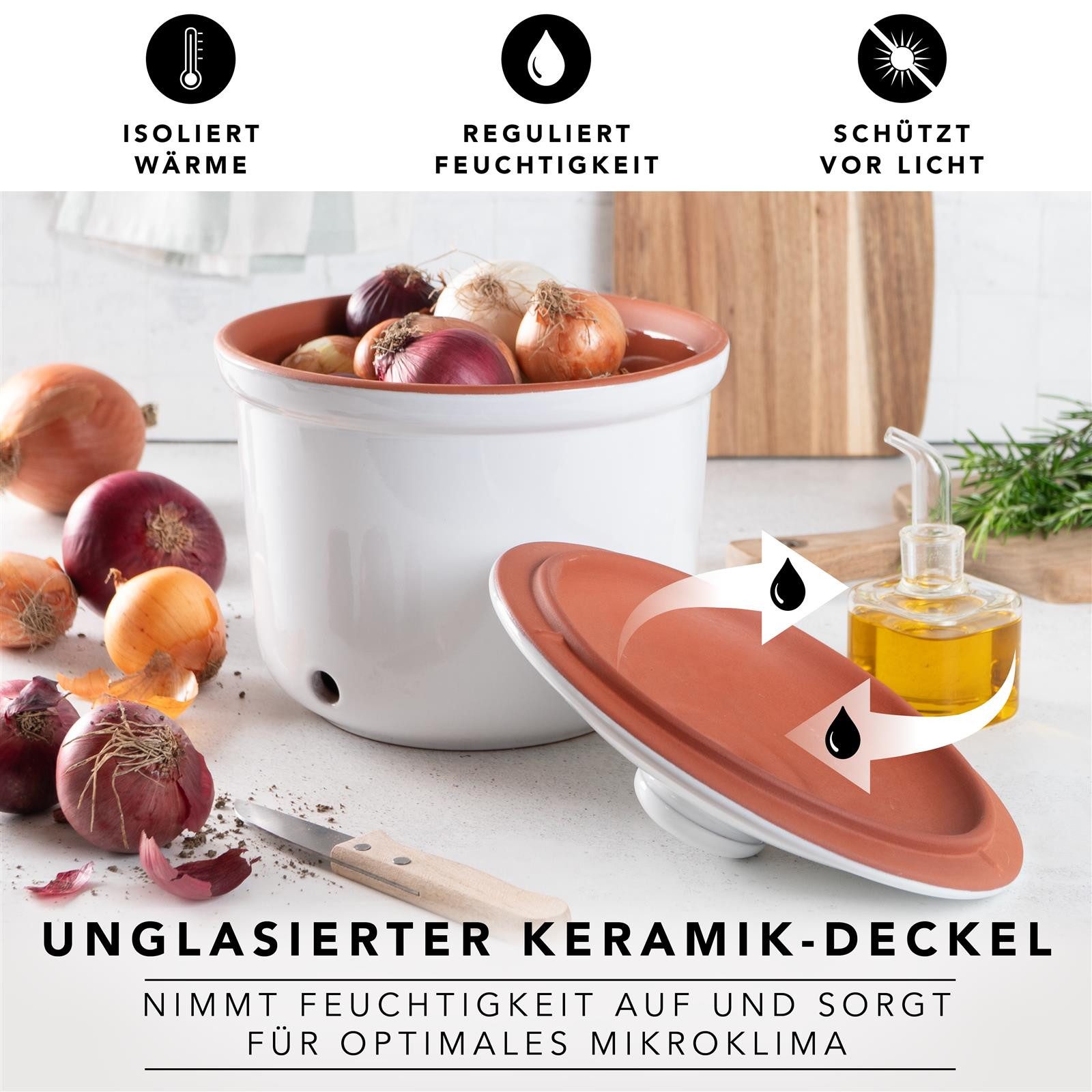 RÖMERTOPF Vorratsdose Frische-Topf 3er Set, Weiß, Keramik, (Set), aus Naturton