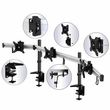 HFTEK MP230C-N Monitor-Halterung, (3-Fach Monitorarm - für 3 Bildschirme von 15 – 27 Zoll mit VESA 75 / 100)