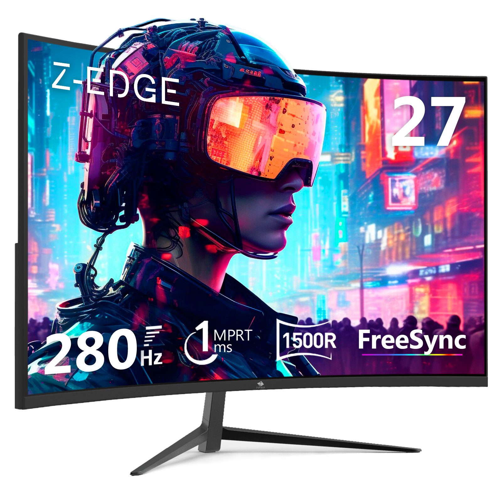 Z-EDGE 27 Zoll FHD LED 280Hz 1ms MPRT 16:9 Curved Gaming LED-Monitor (1920x1080 px, 1 ms Reaktionszeit, 280 Hz, LCD)