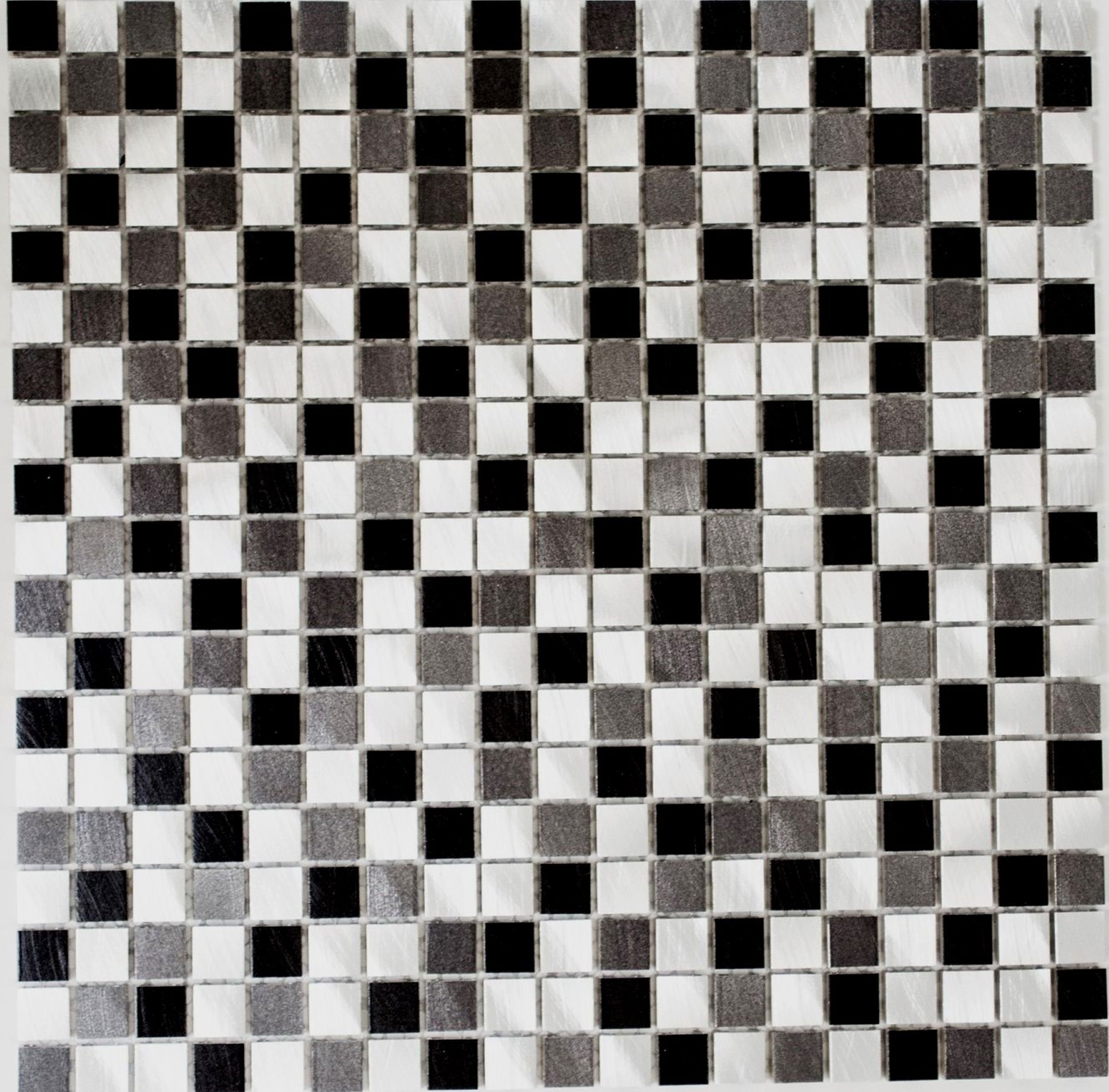 Mosani Mosaikfliesen Mosaik Fliese Aluminium grau schwarz Fliesenspiegel Küchenwand