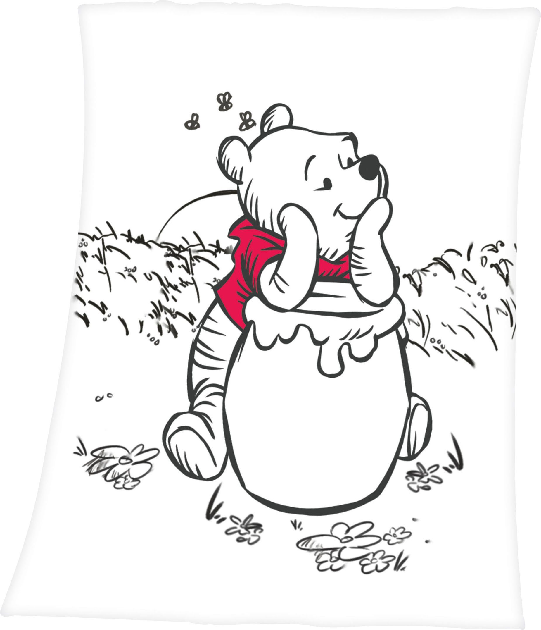 Babydecke Winnie Pooh, Disney, mit liebevollem Winnie Pooh Motiv, Kuscheldecke | Kuscheldecken