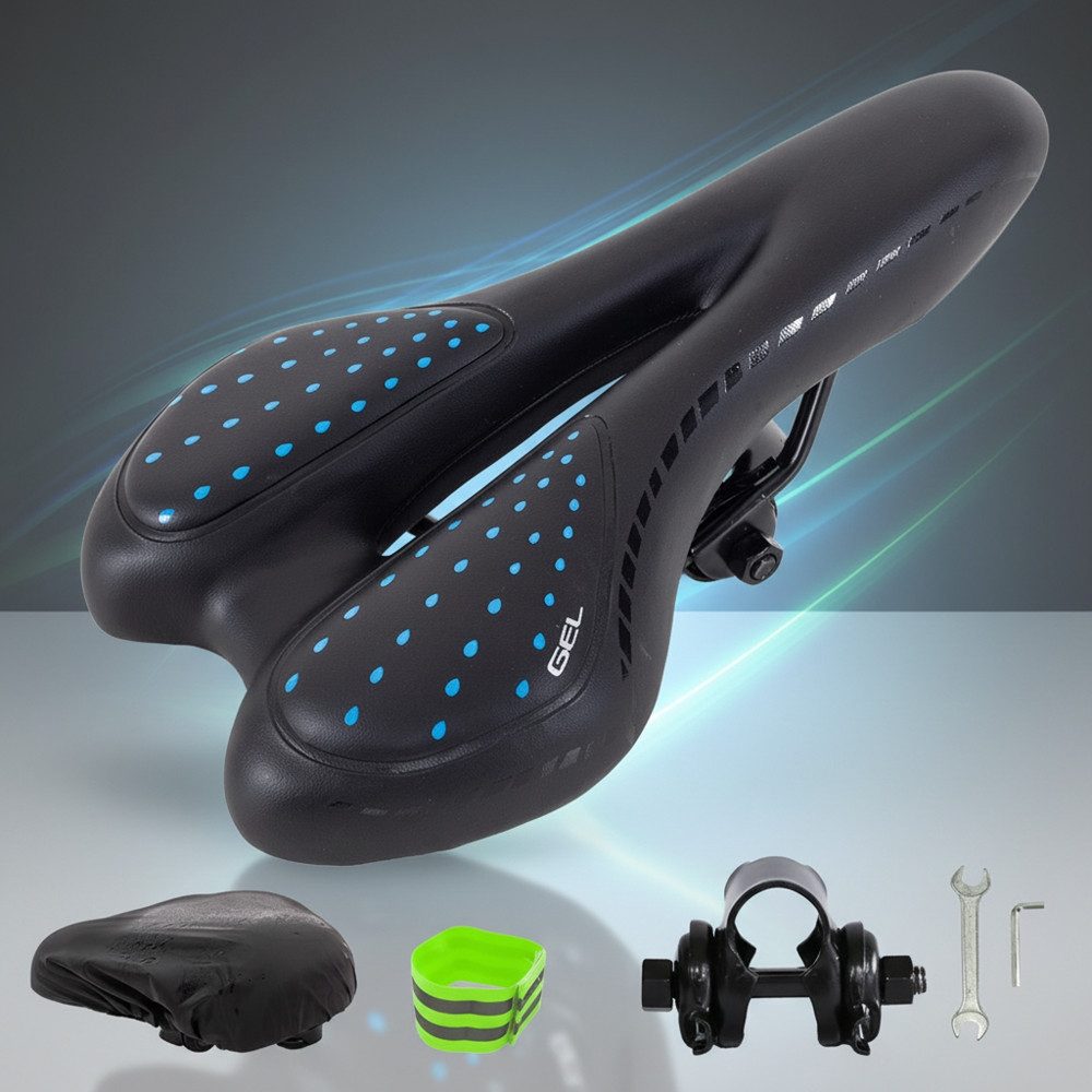Feel2Home Fahrradsattel Ergonomischer Fahrradsattel Schwarz Blau Anti Rutsch Gel Belüftung (Stück, 1-tlg., Einzelartikel), Gelsattel