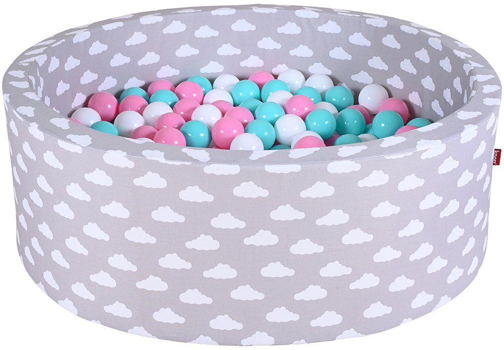 Knorrtoys® Bällebad Soft, Grey White Clouds, mit 300 Bällen rose/creme/lightBlue; Made in Germany