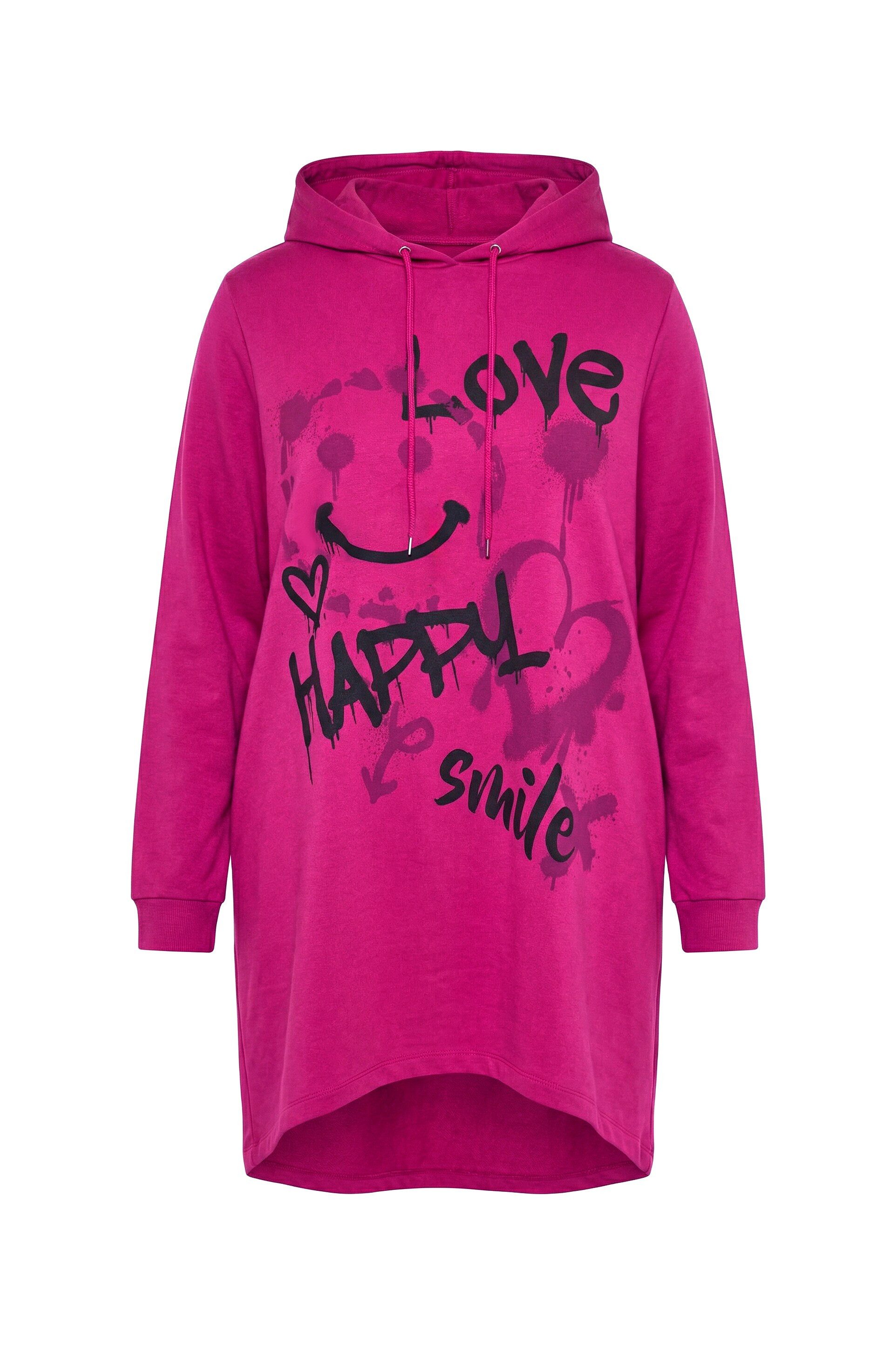 Sweatshirt Hoodie oversized Smiley-Motiv mit Schriftzug