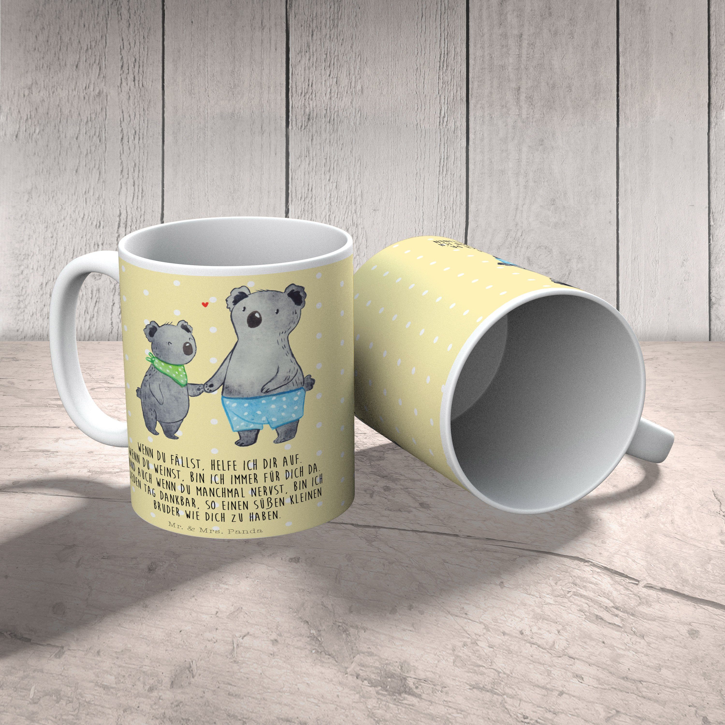 Koala Pastell - Keramik Geschenk & Tasse, Kleiner beste, Tasse Mr. Mrs. Panda Gelb - Geschenk, Bruder