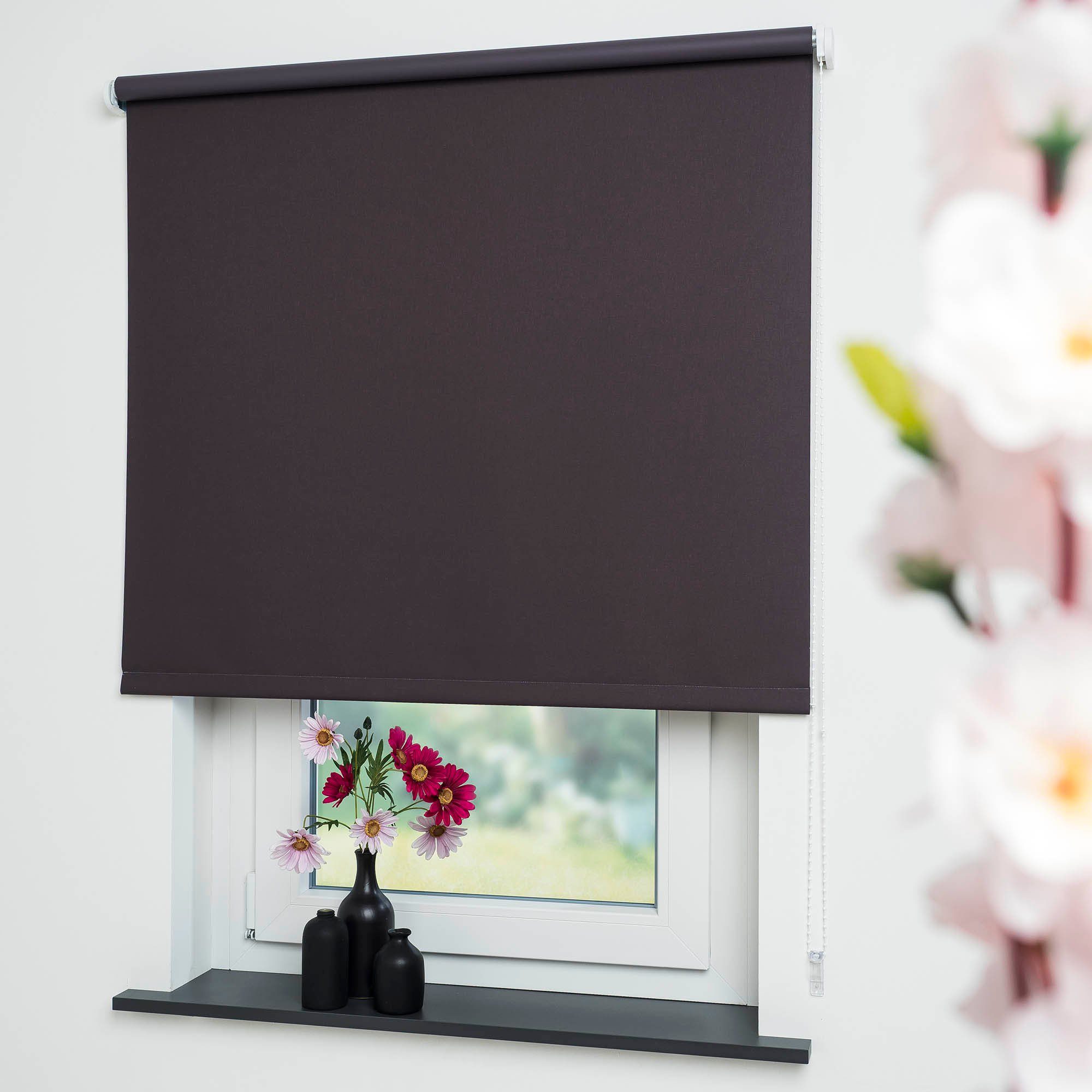 Seitenzugrollo Uni, Liedeco, verdunkelnd, mit Bohren, verschraubt günstig online kaufen