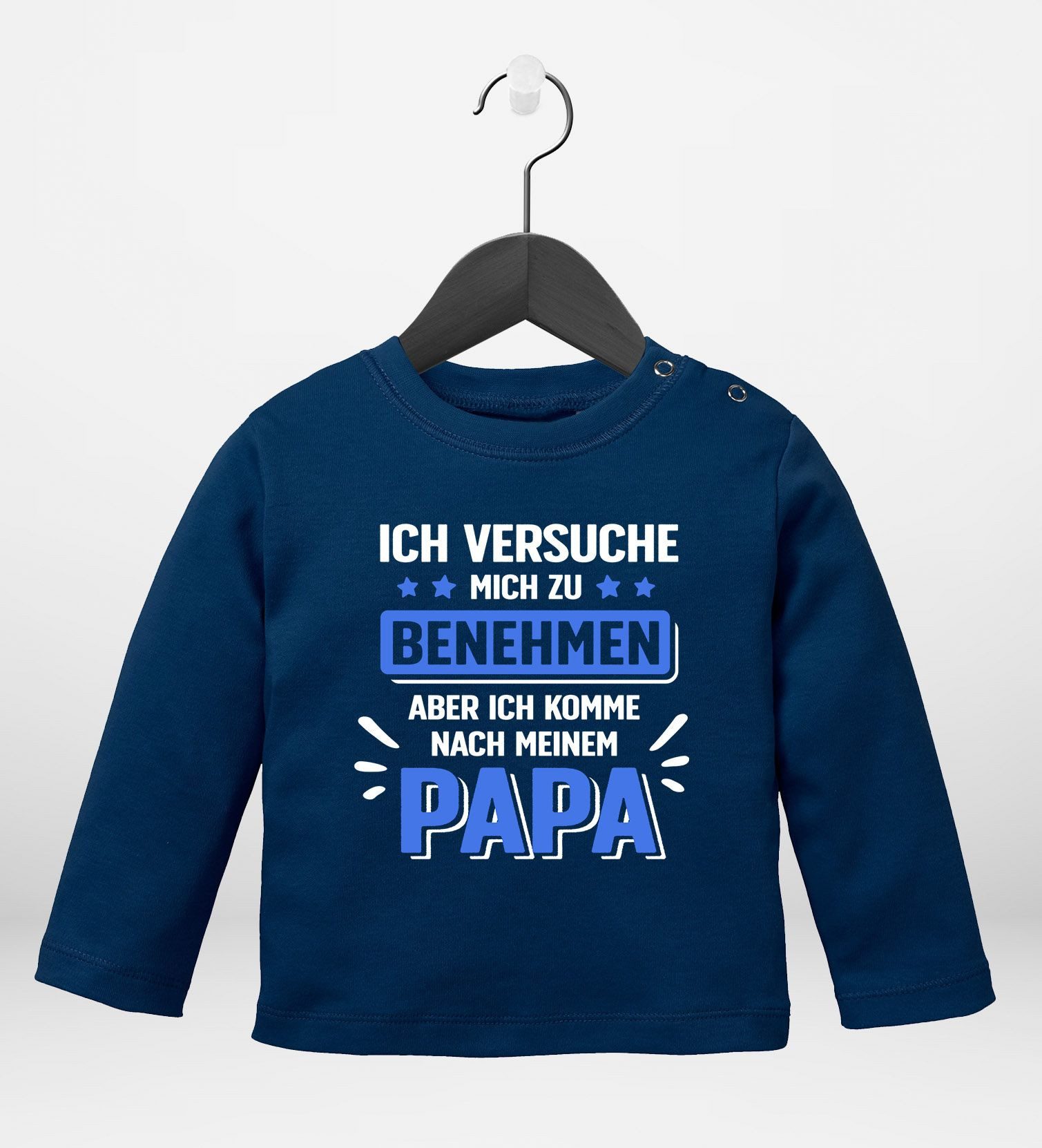 MoonWorks Rundhalsshirt Baby Langarm-Shirt bedruckt mit Spruch Ich versuche mich zu benehmen