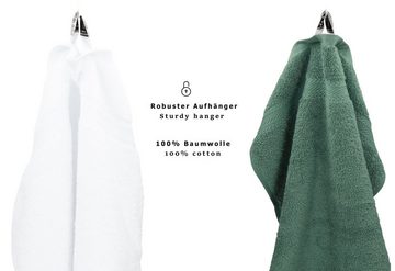 Betz Handtuch Set 12-TLG. Handtuch Set Premium Farbe weiß/tannengrün, 100% Baumwolle, (12-tlg)
