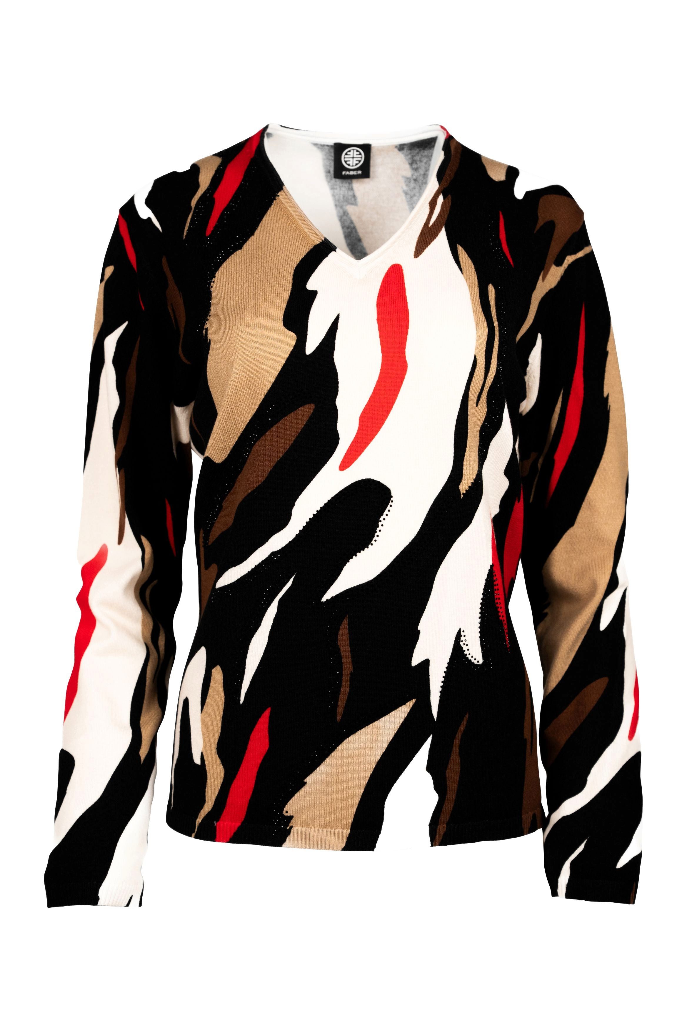 Faber V-Ausschnitt-Pullover Modischer V-Pullover mit Camouflage-Print günstig online kaufen
