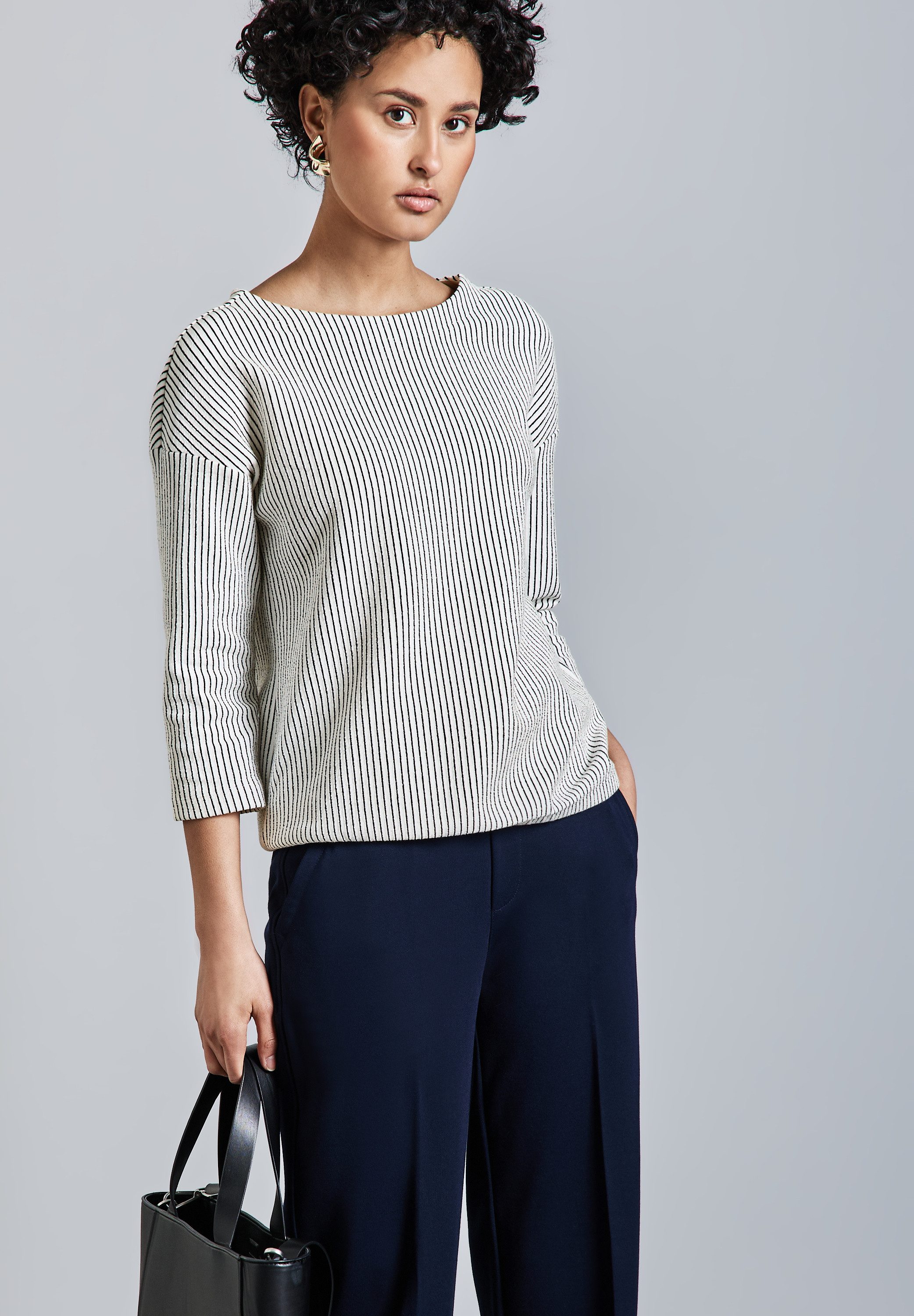 STREET ONE 3/4 Arm-Pullover mit Streifenmuster günstig online kaufen