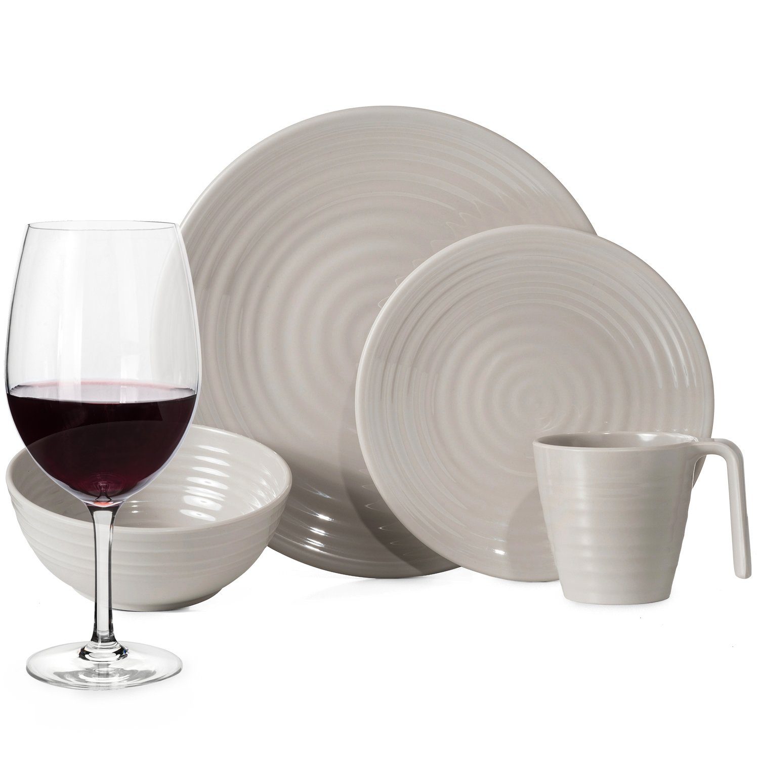 Moritz Geschirr-Set Camping Geschirr Coffee + Gläser, Melamin, 16 - 32 tlg, Geschirrset Campinggeschirr Picknick Set 4 Personen