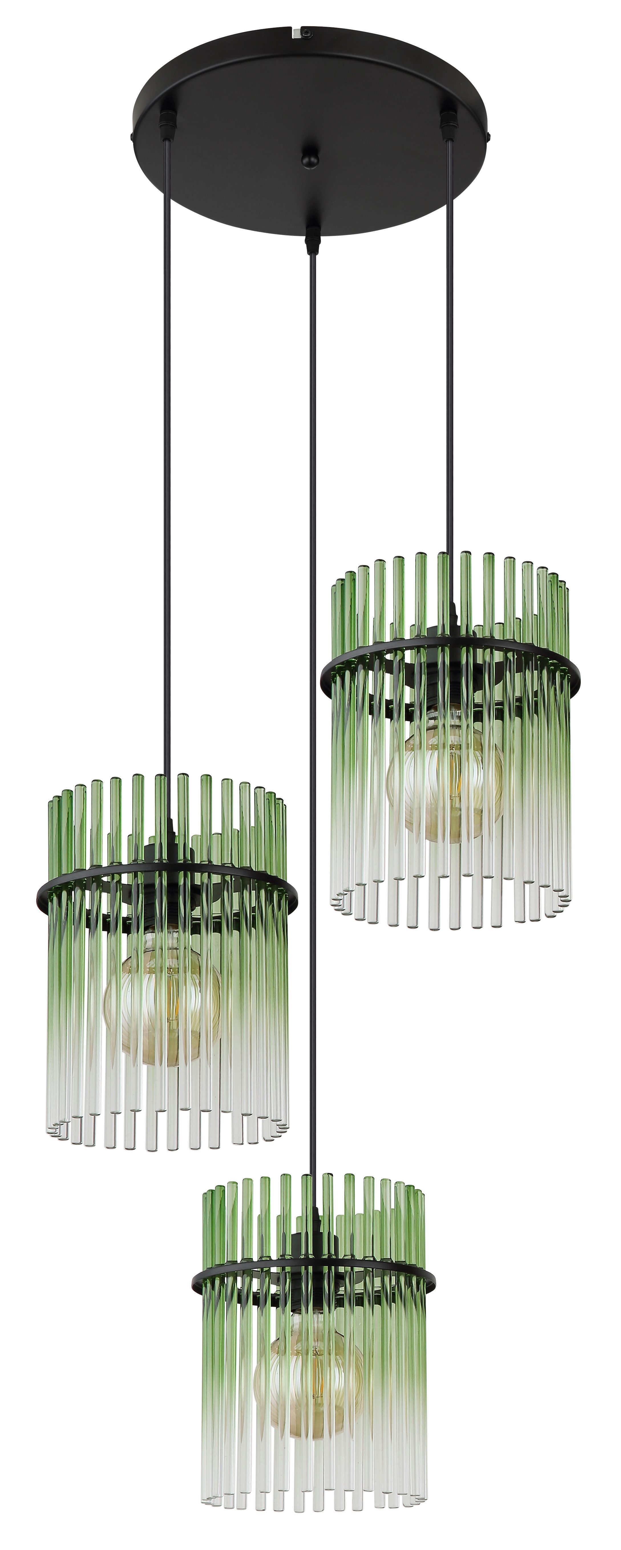 GLOBO LIGHTING Hängeleuchte GORLEY, ohne Leuchtmittel, Hängelampe Glasstäbe amber klar verlaufend elegant Wohnzimmer