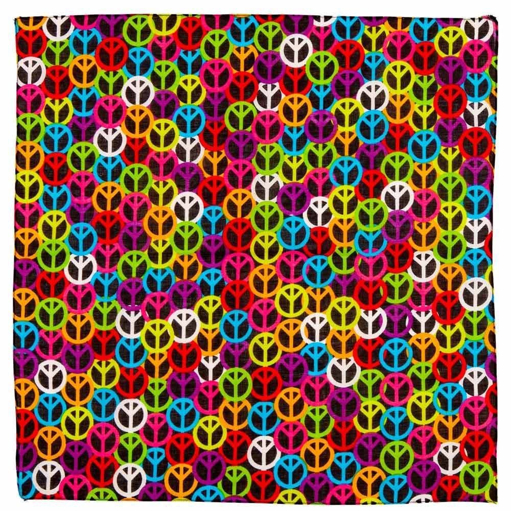 Widmann S.r.l. Kostüm Peace Bandana Halstuch 55 x 55 cm, Schwarz Bunt