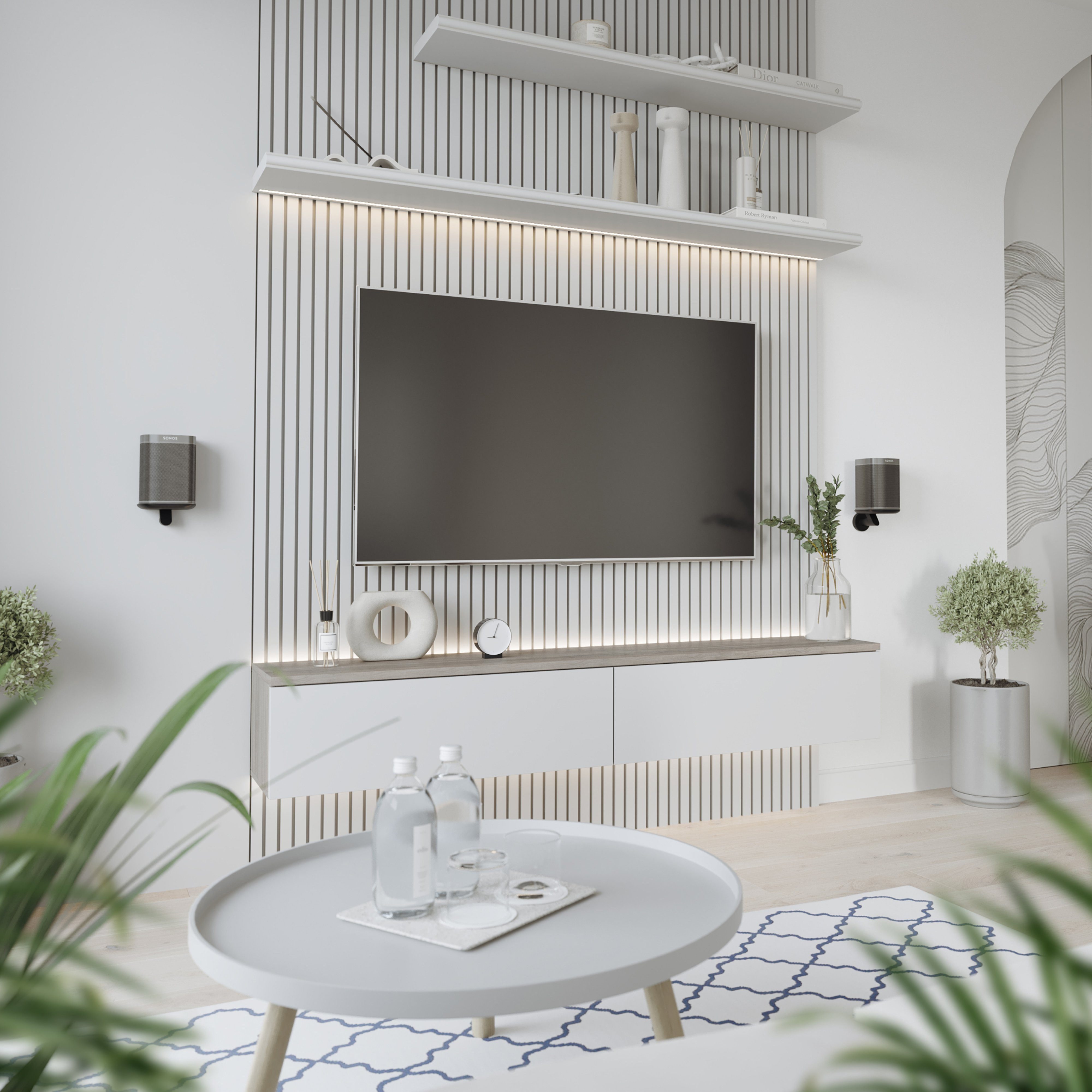 RICOO Lautsprecher-Wandhalterung Speziell für Sonos ONE, ONE SL & Play:1 Lautsprecher Halterung, (LH054 / 2-er Set, 1-tlg., 2 Stk. Wandhalterung für Sonos Boxen schwarz fix starr, Wandhalter für SONOS ONE, SL & Play:1 Lautsprecher Halter für Wand)