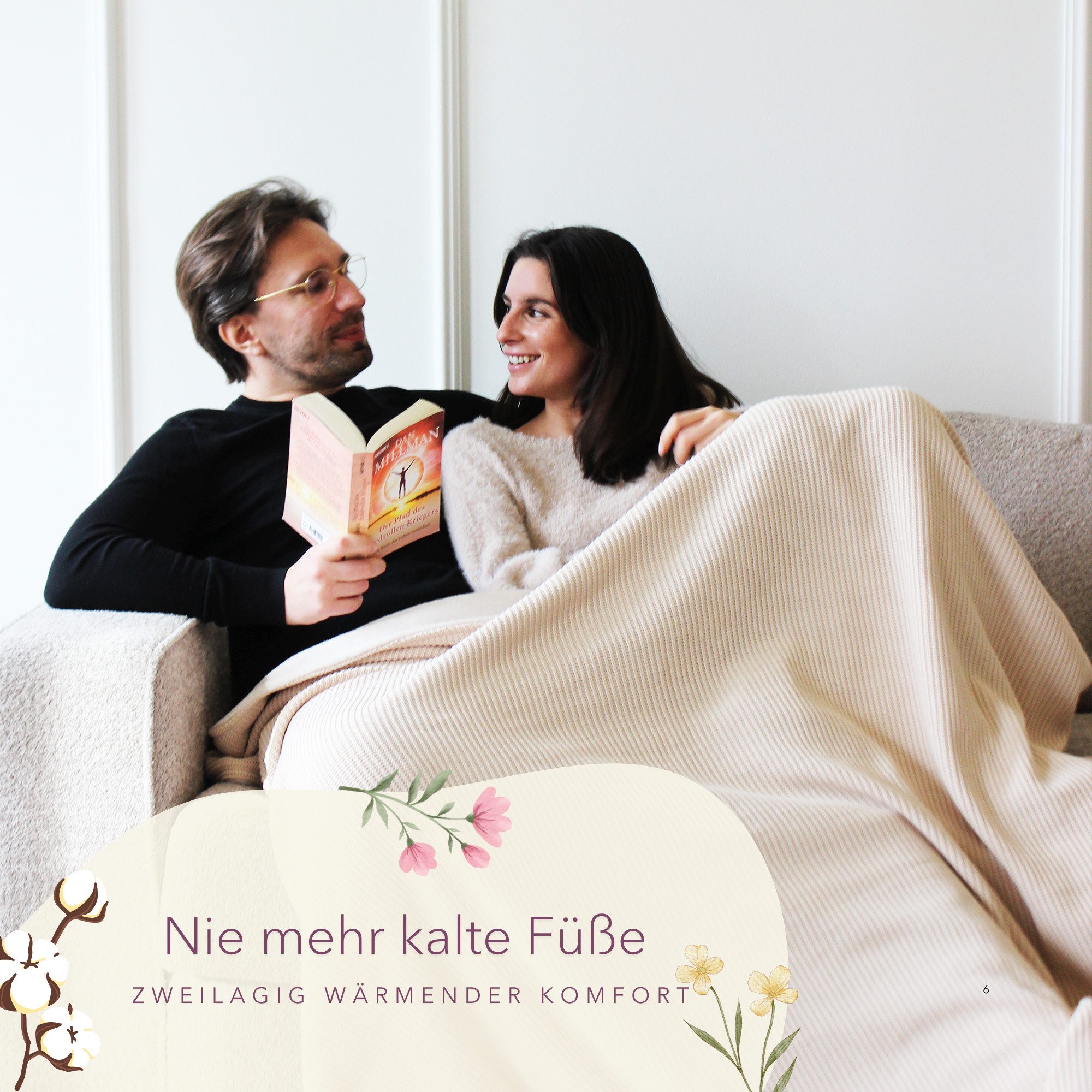 Wohndecke Premium Kuscheldecke mit Baumwollstrick, blanketino, extra voluminös – Bild 5 von 5