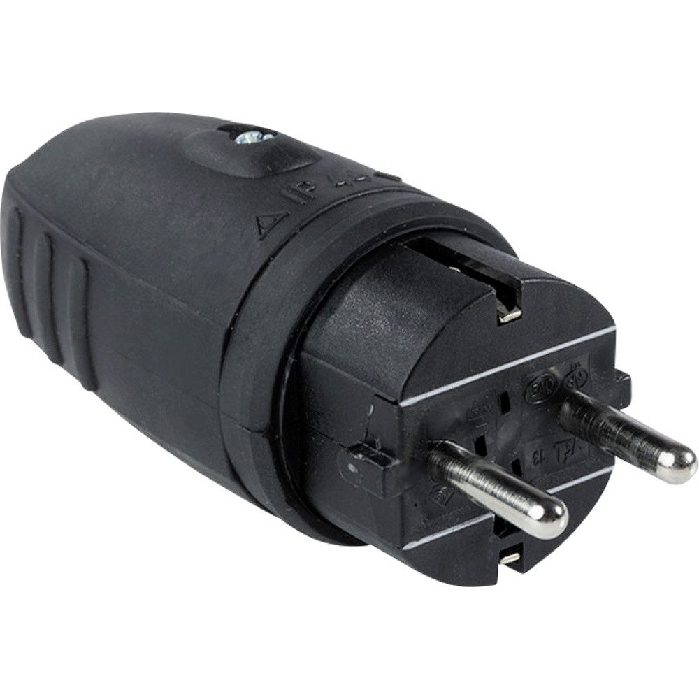 AS Schwabe 60410 Schutzkontaktstecker Gummi 230 V Schwarz IP44 Steckernetzteil