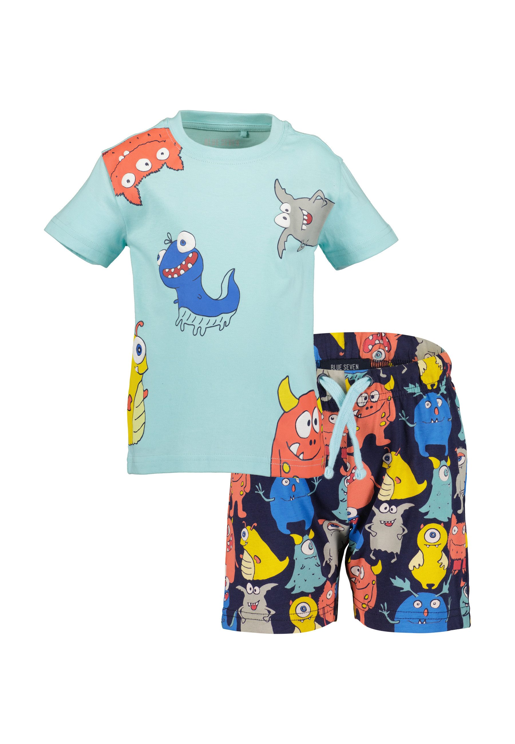 Blue Seven Shirt & Shorts (Set, 2-tlg) mit coolen Monsterdrucken