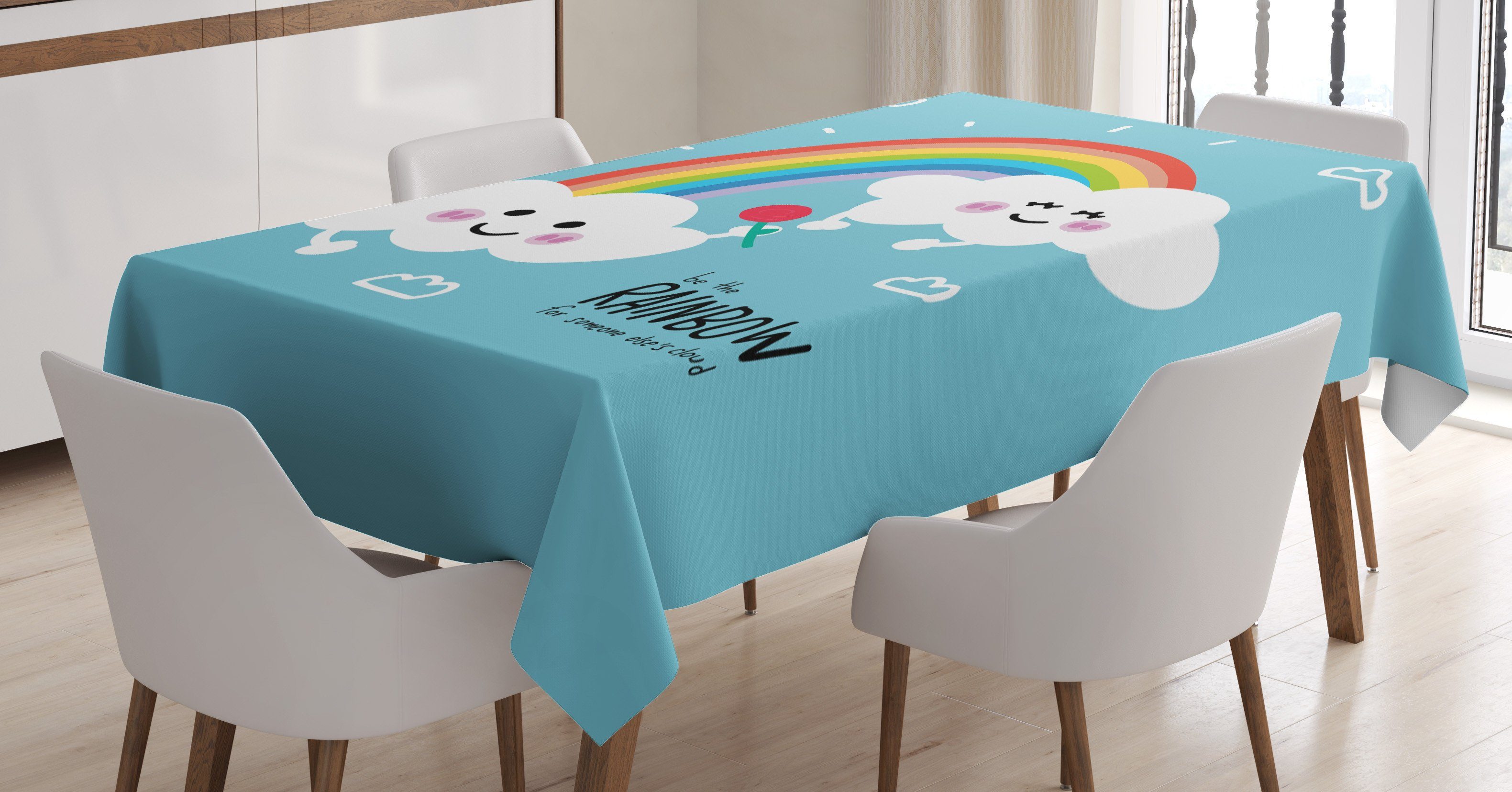 Seien geeignet sagt den jemand Außen Abakuhaus Waschbar Farben, Tischdecke Für Klare Bereich Sie Regenbogen Zitat Farbfest