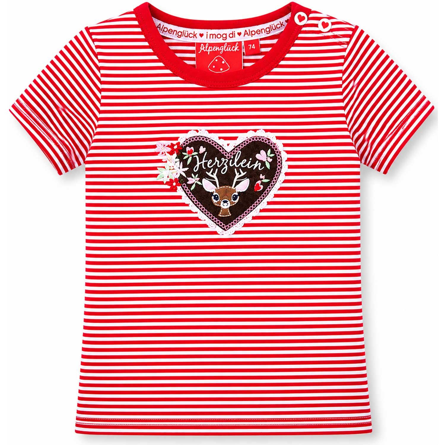BONDI T-Shirt Mädchen T-Shirt 'Herzilein' 86981, Rot Weiß Gerin