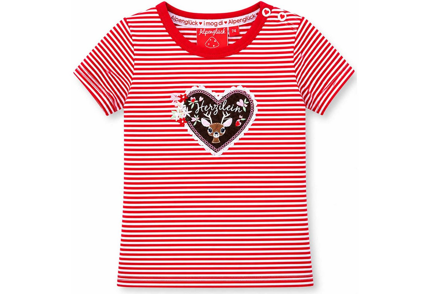 BONDI T-Shirt Mädchen T-Shirt 'Herzilein' 86981, Rot Weiß Gerin