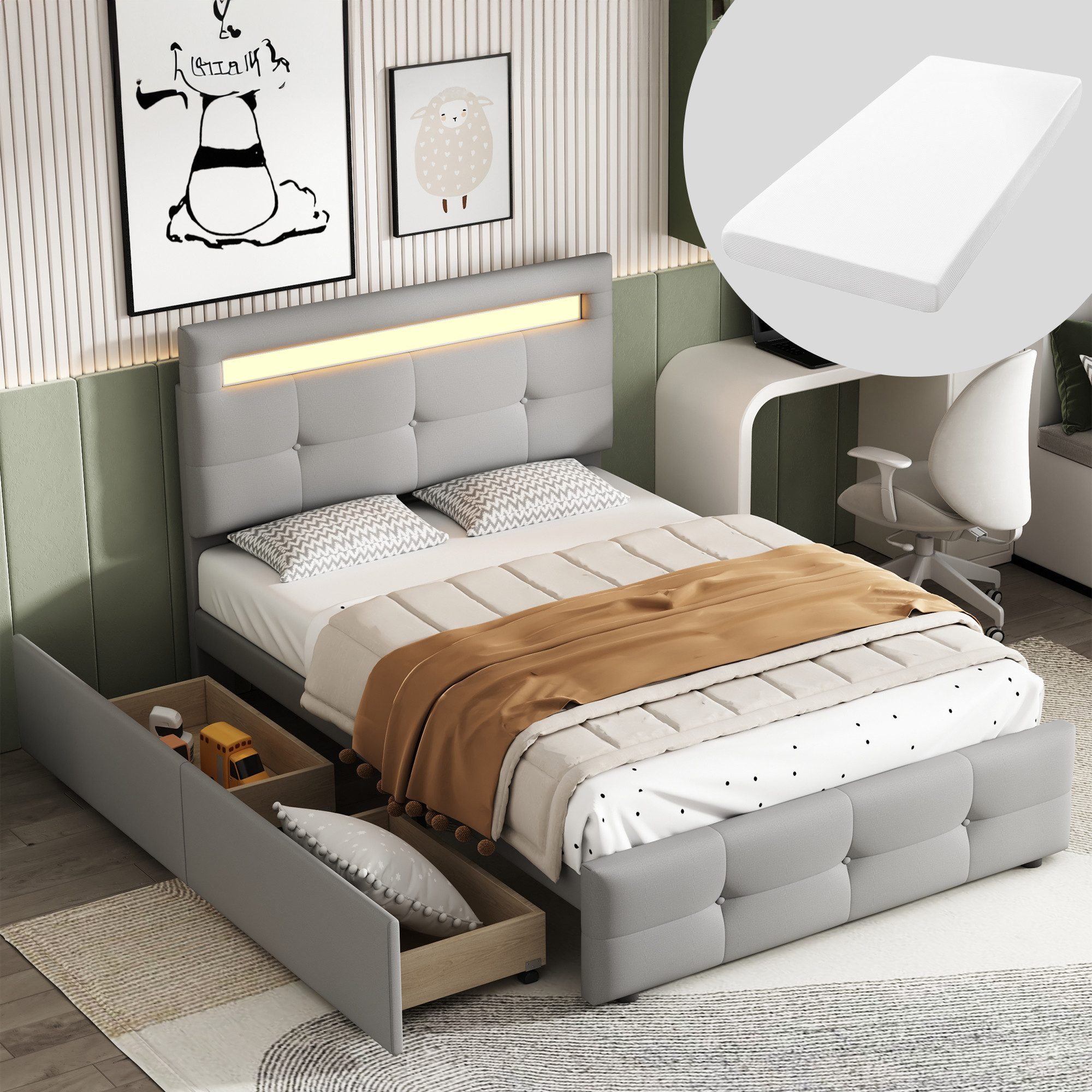 HAUSS SPOLE Polsterbett 90x200cm mit LED-Leuchten, günstig online kaufen