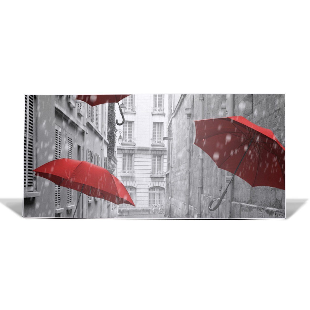 banjado Wandtafel Stahl Rote Schirme, (inkl. 4 Magnete, Stahlmagnettafel) weiß
