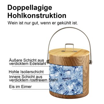 DOPWii Eiseimer Vakuumisolierter Eiskübel aus Edelstahl, Party-Eiskübel, mit Deckel und Schaufel, 1.4L/2L/3L