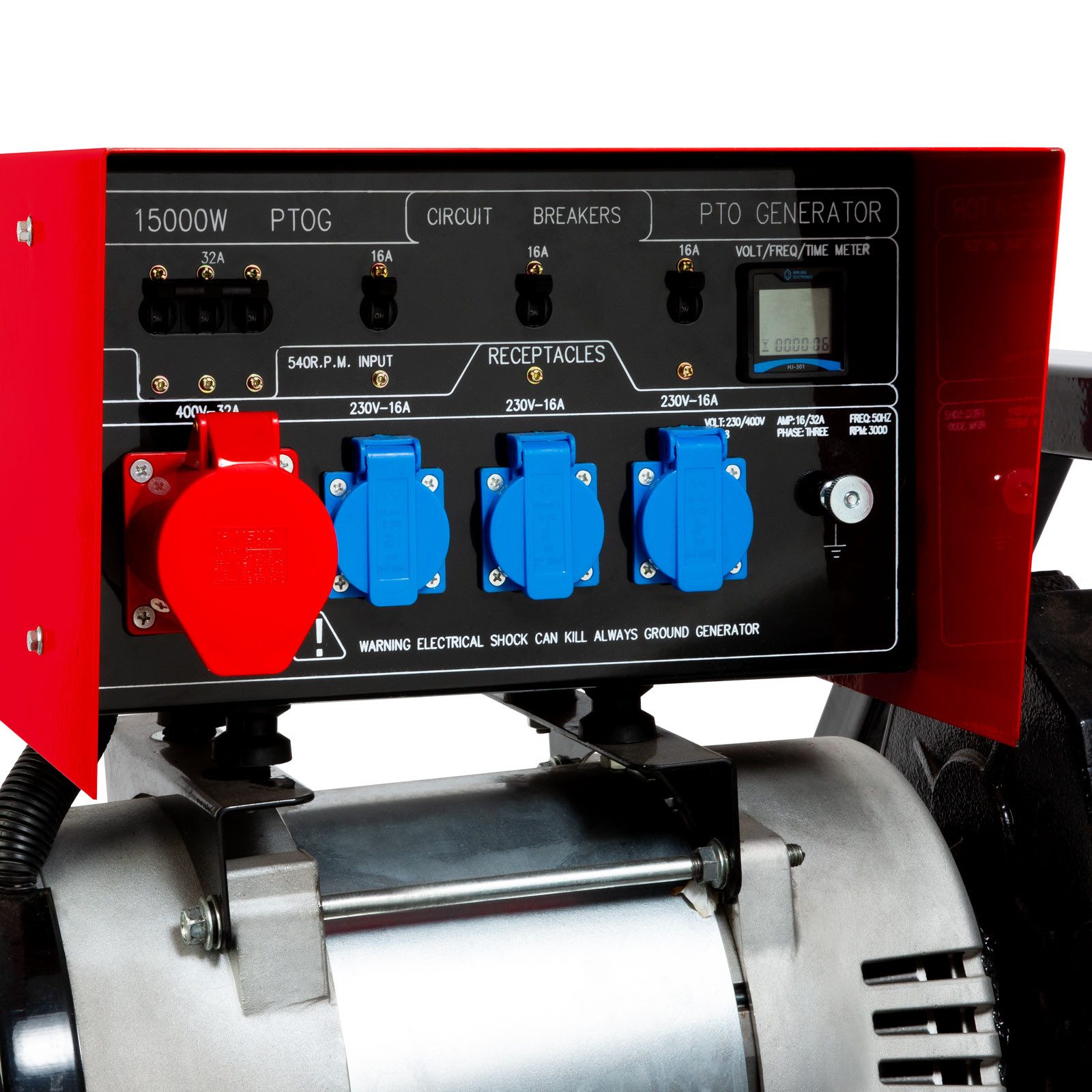 EBERTH Power Generator PTO Generator 18.75 kVA, 3x230V / 1x400V IP44, 15 kW, PTO shaft 1-3/8" 6 teeth, 3-point linkage