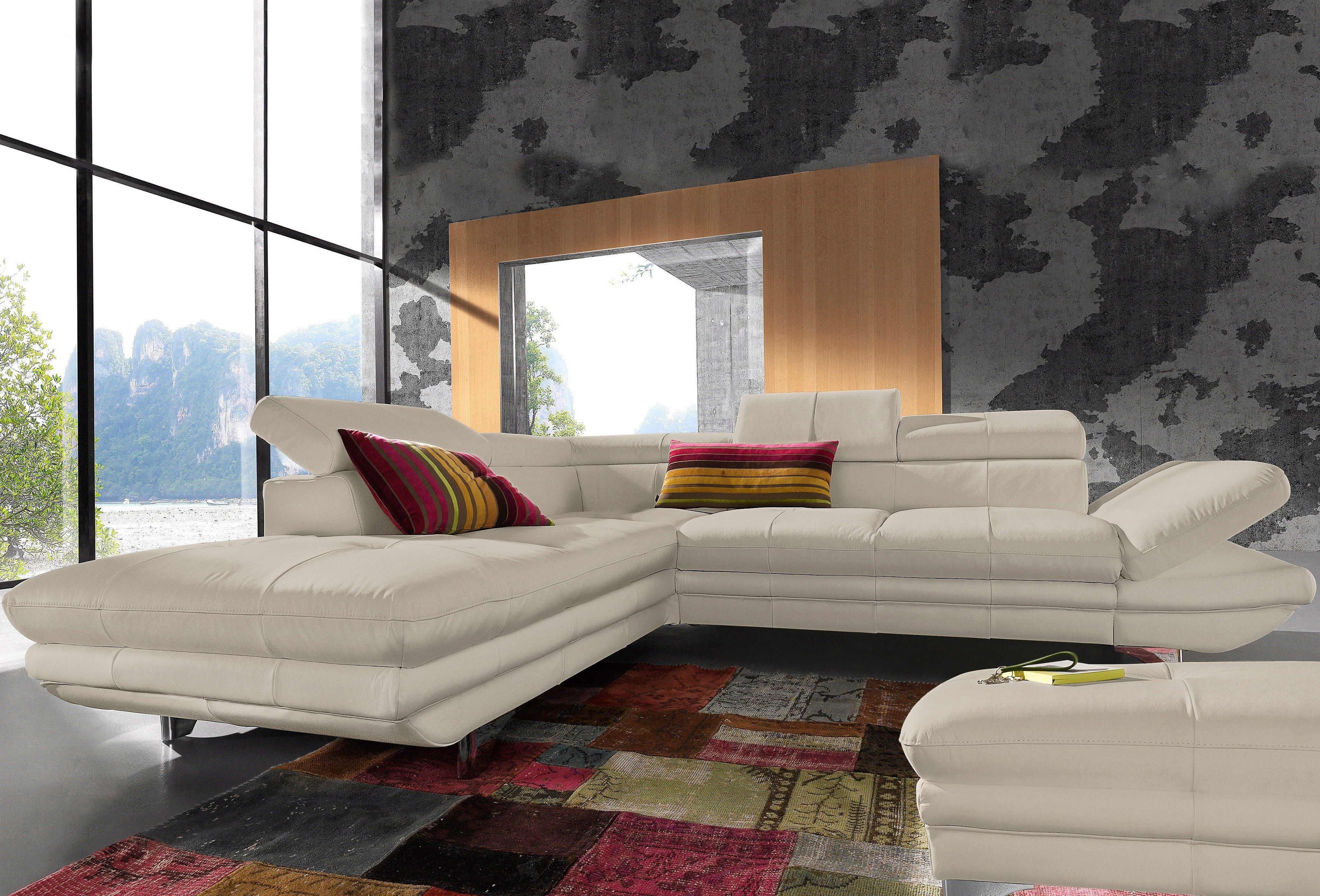 COTTA Polstergarnitur Enterprise L-Form, (Set), Set bestehend aus: Ecksofa mit Arm- & Kopfteilverstellung & Hocker
