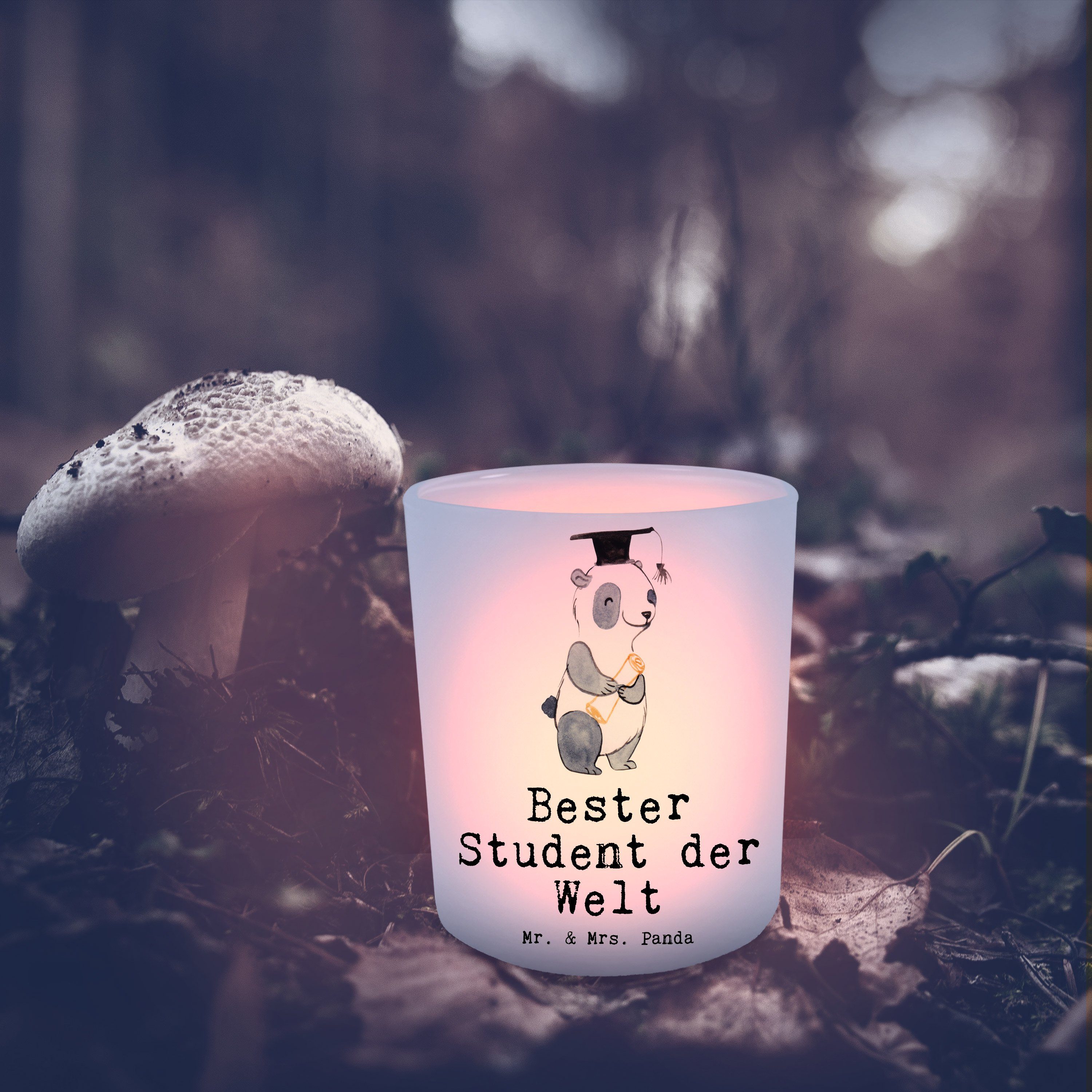 & Welt St) G Bester Student Geschenk, - (1 der Mr. Windlicht Mrs. Panda Transparent - Panda Teelichter,