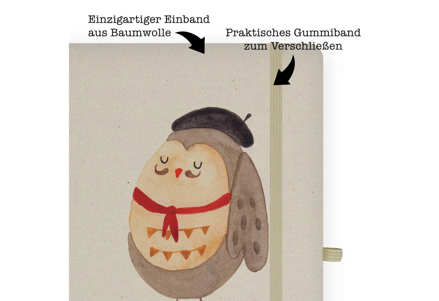 Thumbnail - Mr. & Mrs. Panda Notizbuch Eule Frankreich - Transparent - Geschenk, DIN A4 Tagebuch, Baumwoll N Mr. & Mrs. Panda, Kreat...