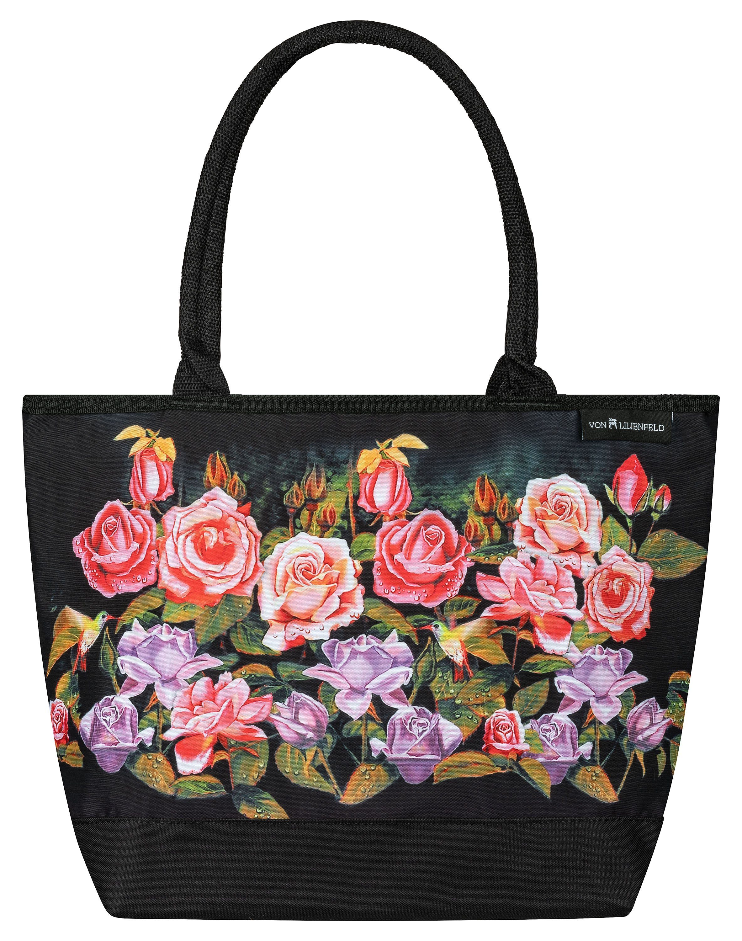 von Lilienfeld Handtasche Tasche Motiv x Rosen cm, Blumen Blumenmotiv H30 T15 x Vorderseite L42 Shopper Maße auf der
