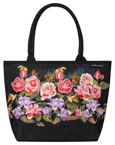 von Lilienfeld Handtasche Tasche Motiv Rosen Blumen Shopper Maße L42 x H30 x T15 cm, Blumenmotiv auf der Vorderseite