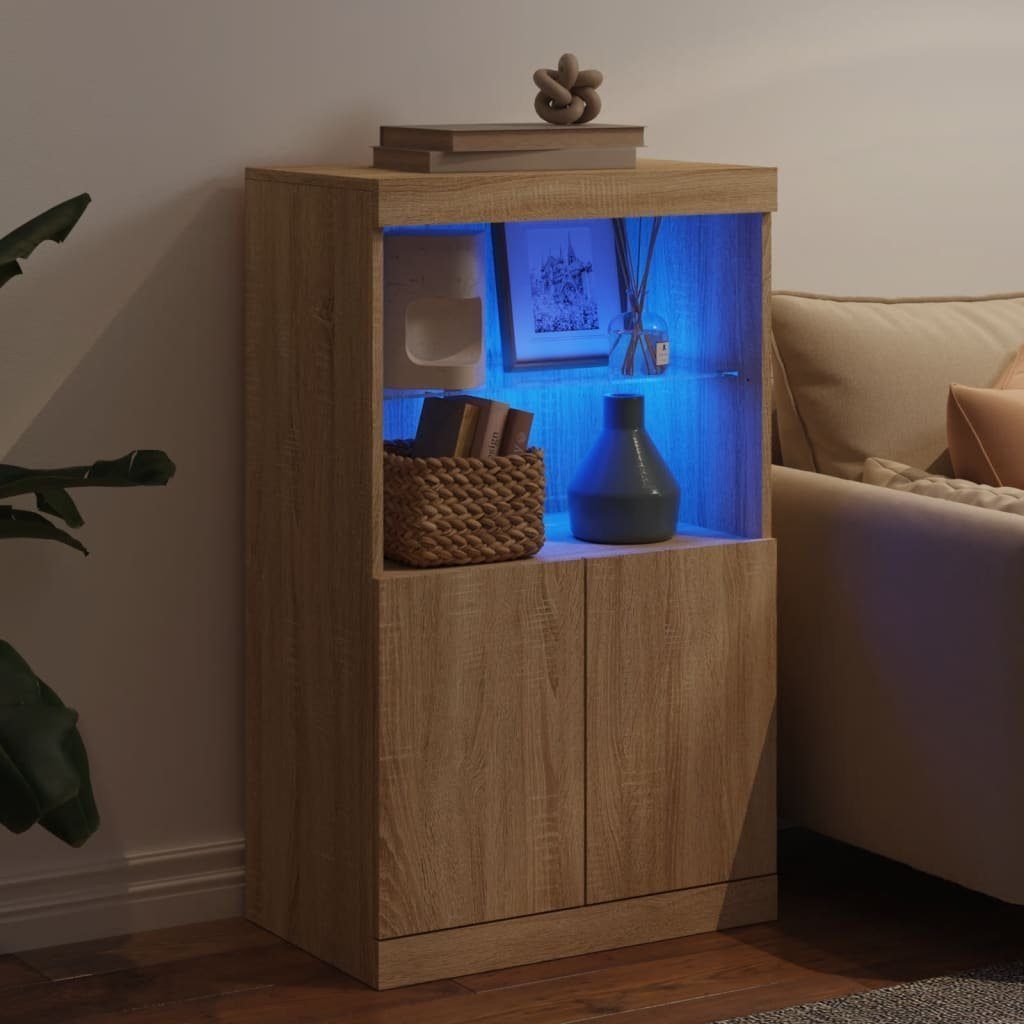 vidaXL Sideboard Sideboard mit LED-Leuchten Sonoma-Eiche 60,5x37x100 cm (1 St)