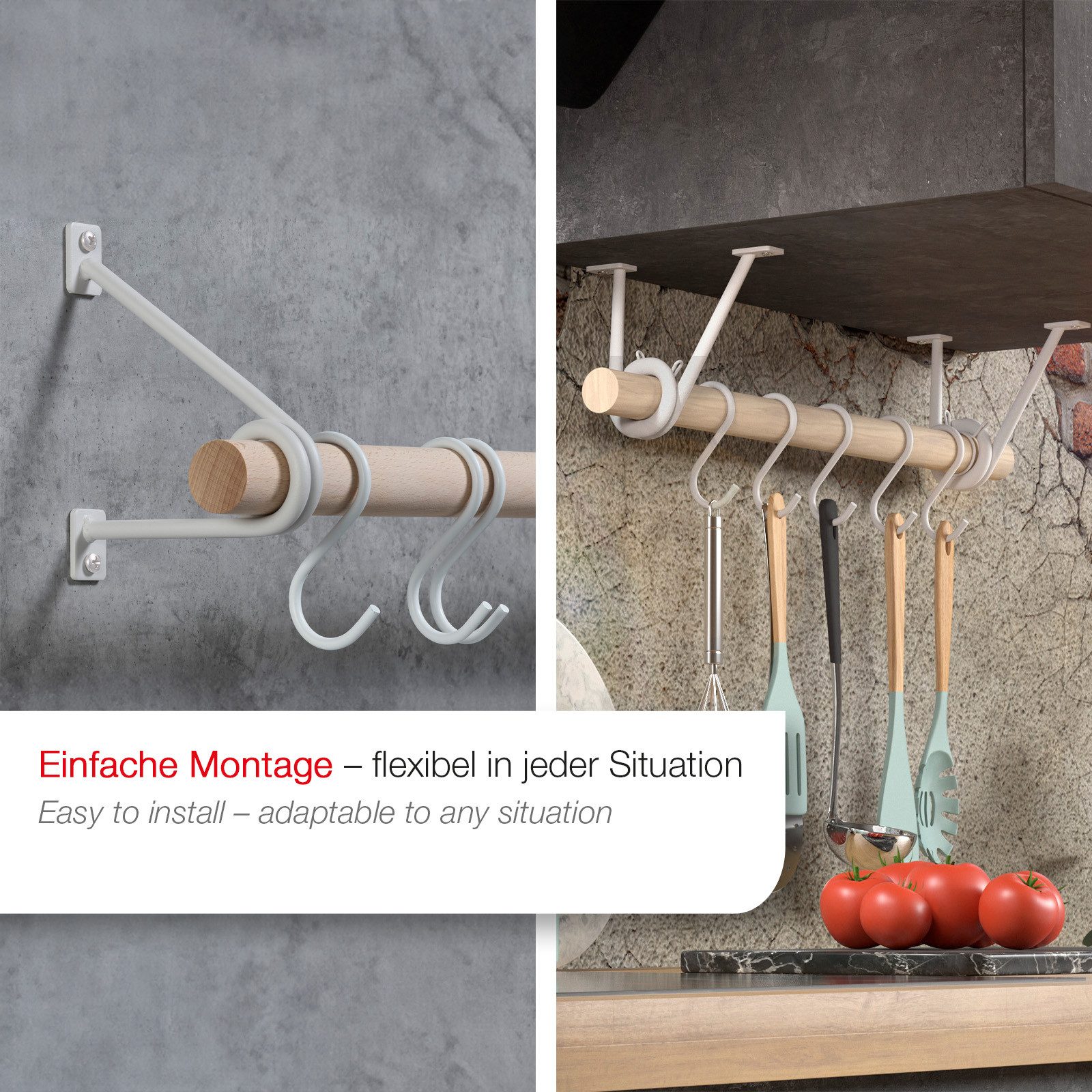 SO-TECH® Wandgarderobe 120 x 150 mm mit Ø 30 mm Kleiderstange aus Holz (Spa günstig online kaufen