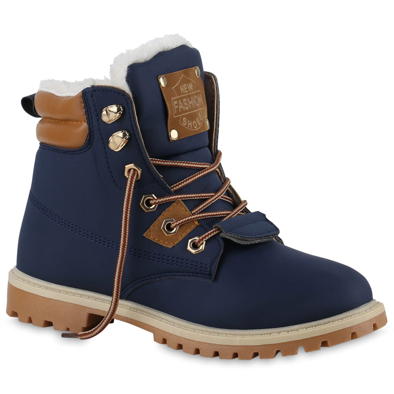 VAN HILL 839642 Stiefelette Damen Gefütterte Worker Boots Stiefeletten Bequ günstig online kaufen