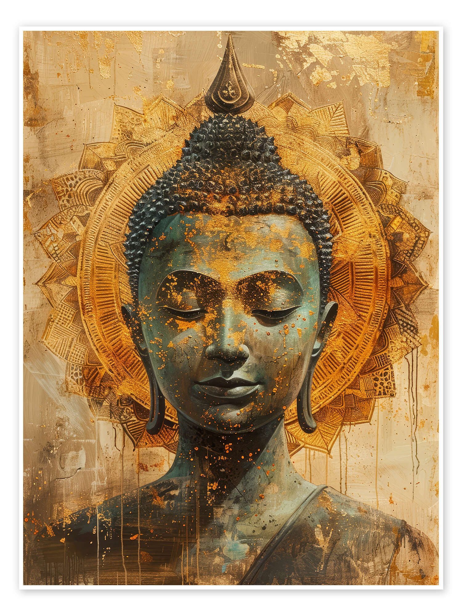 Posterlounge Wandbild Buddha und Mandala, DejaReve, erhältlich als Плакат, Leinwandbild, Wandsticker oder Acrylglasbild