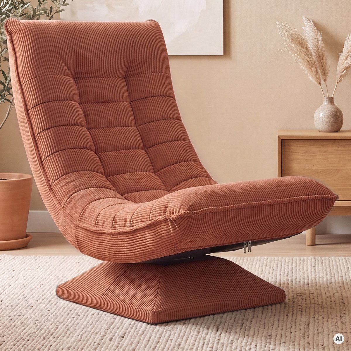 Casaria Relaxsessel Aberdeen Cord, verstellbare Lehne Drehbar Klappbar 150kg Belastbarkeit 60x105x87cm von Casaria
