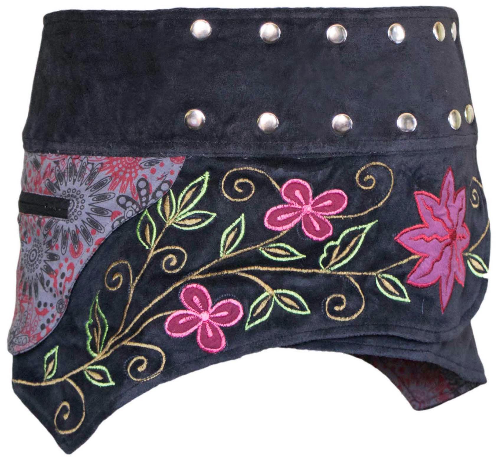 PUREWONDER Wickelrock Kurzer Wickelrock Cacheur aus Samt mit Zipfeln Schwarz 1 Einheitsgröße