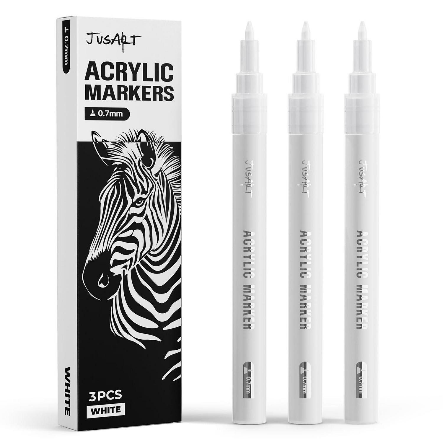 LuxusKollektion Permanentmarker Acrylmarker Weiß 0,7mm Fein 3er Pack