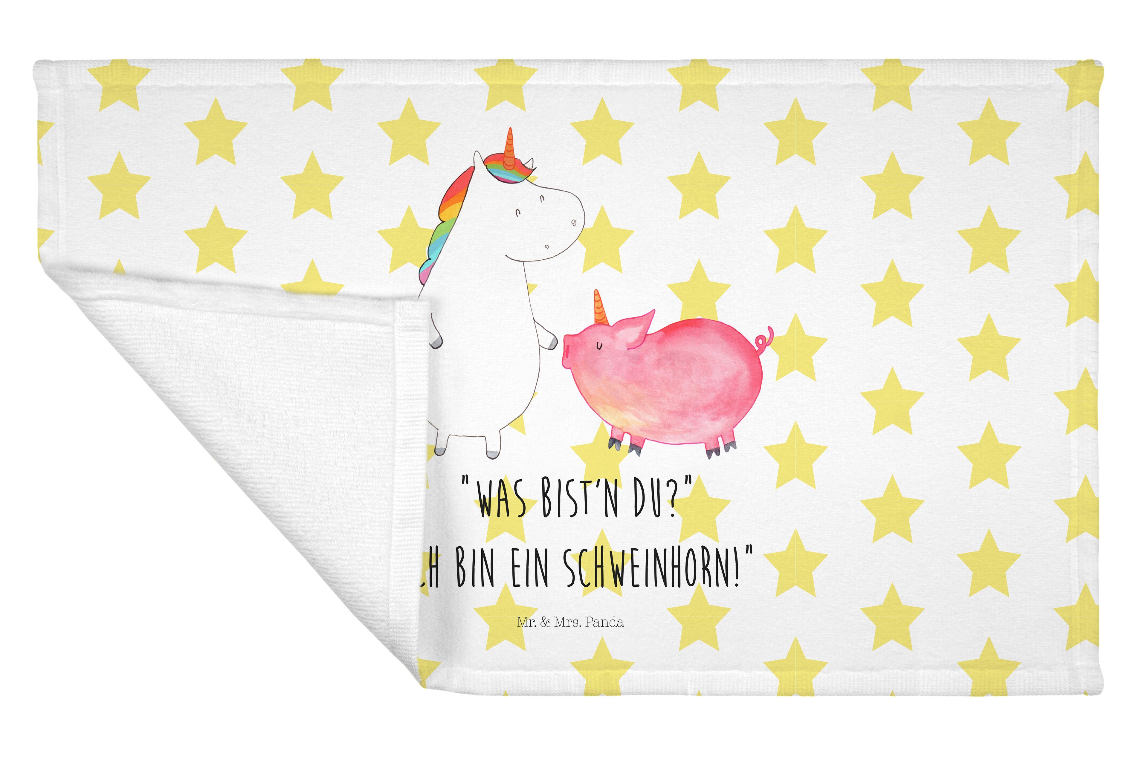 - Handtuch - Weiß + Mrs. Mr. (1-St) Einhorn & Schweinchen, Pegasus, Einhor, Panda Schweinhorn Geschenk,