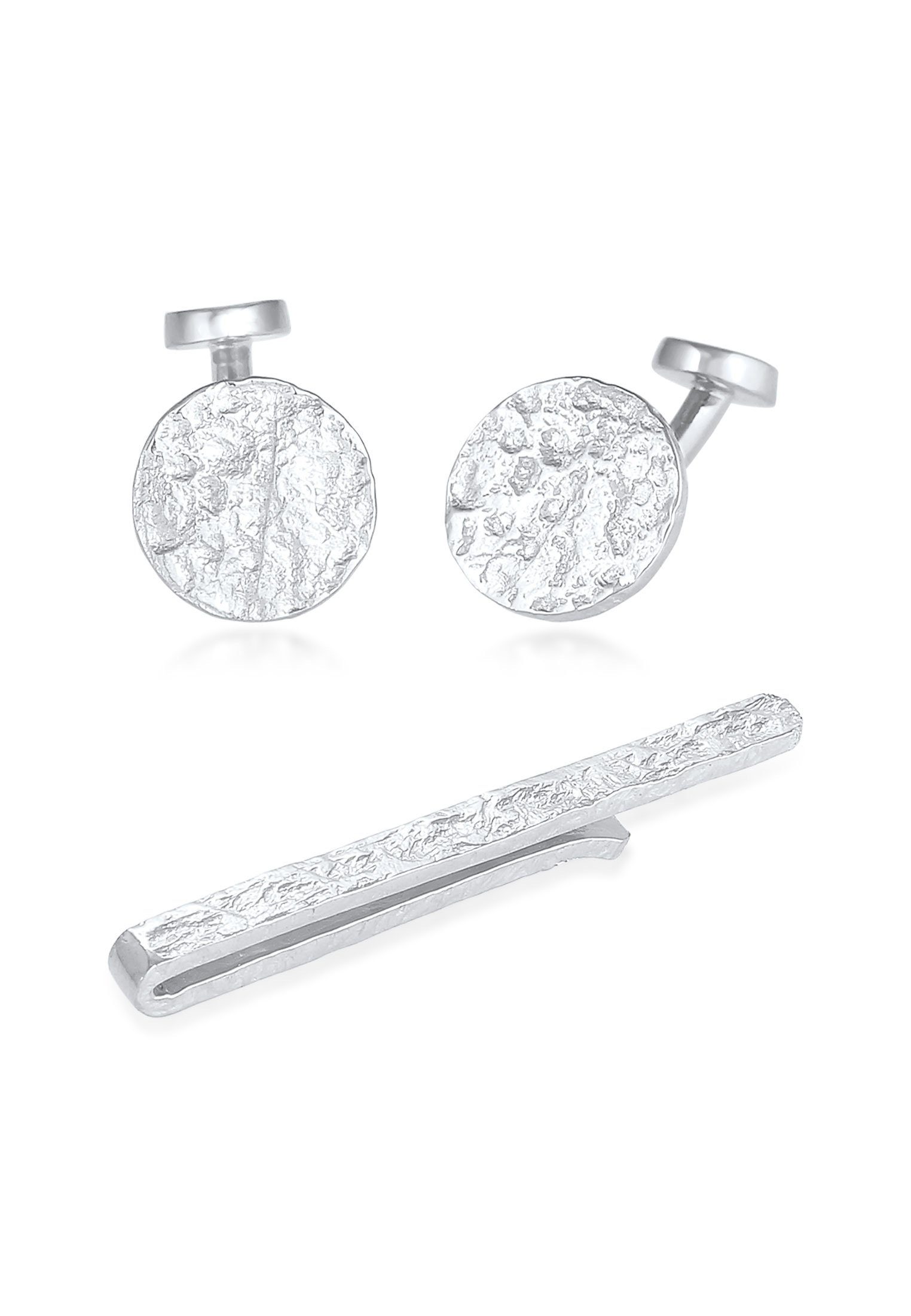 Kuzzoi Krawattennadel Set Manschettenknöpfe Krawattennadel Struktur Silber,  Set aus strukturierten, glänzendem Silber 925